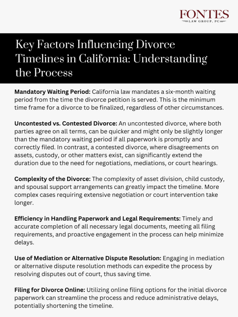 Key Factors Influencing Divorce Timelines in California Understanding Process