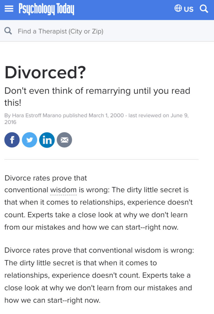 divorce rates remarrying