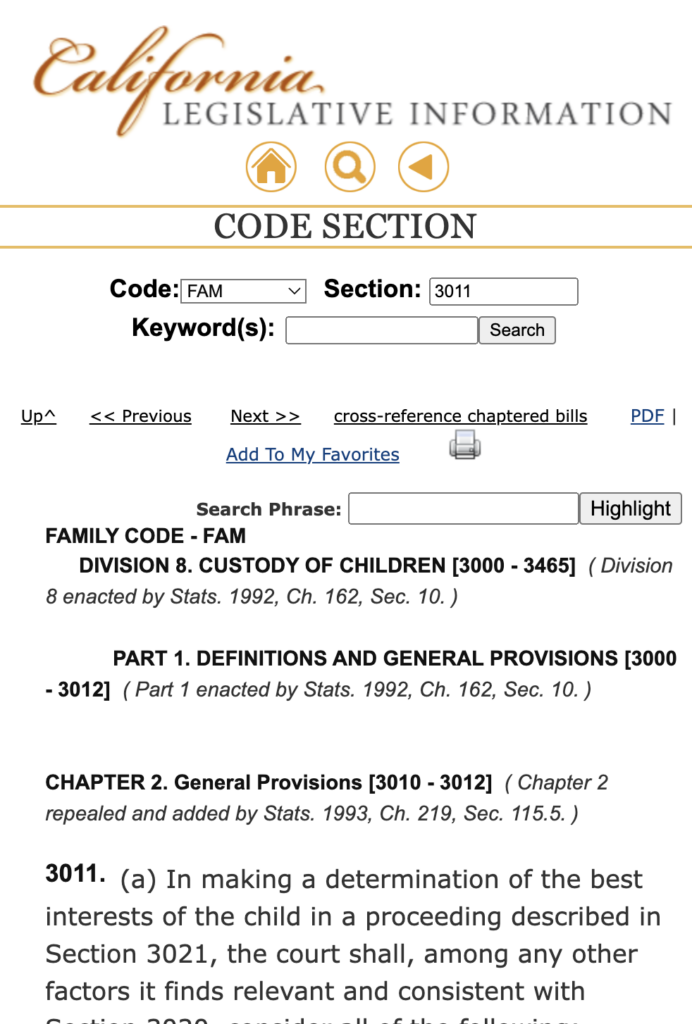 California Family Code Section 3011