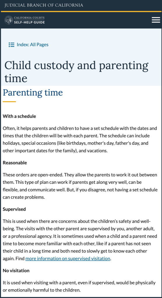 parenting time california