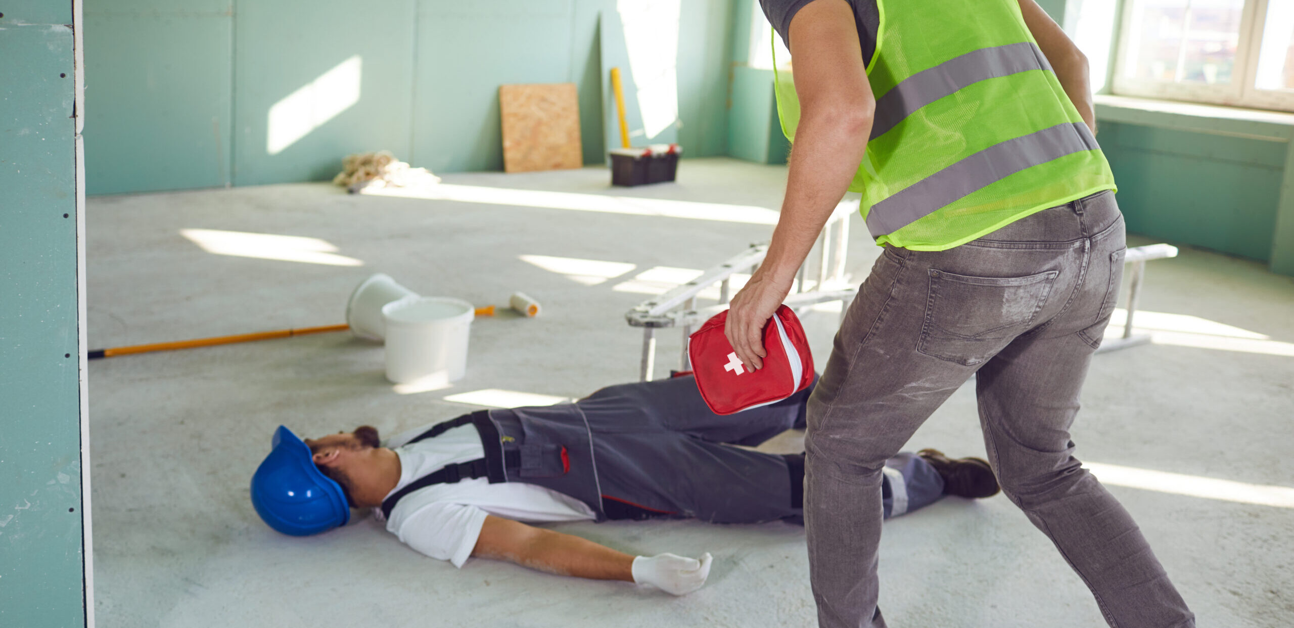Construction worker accident with a construction worker.