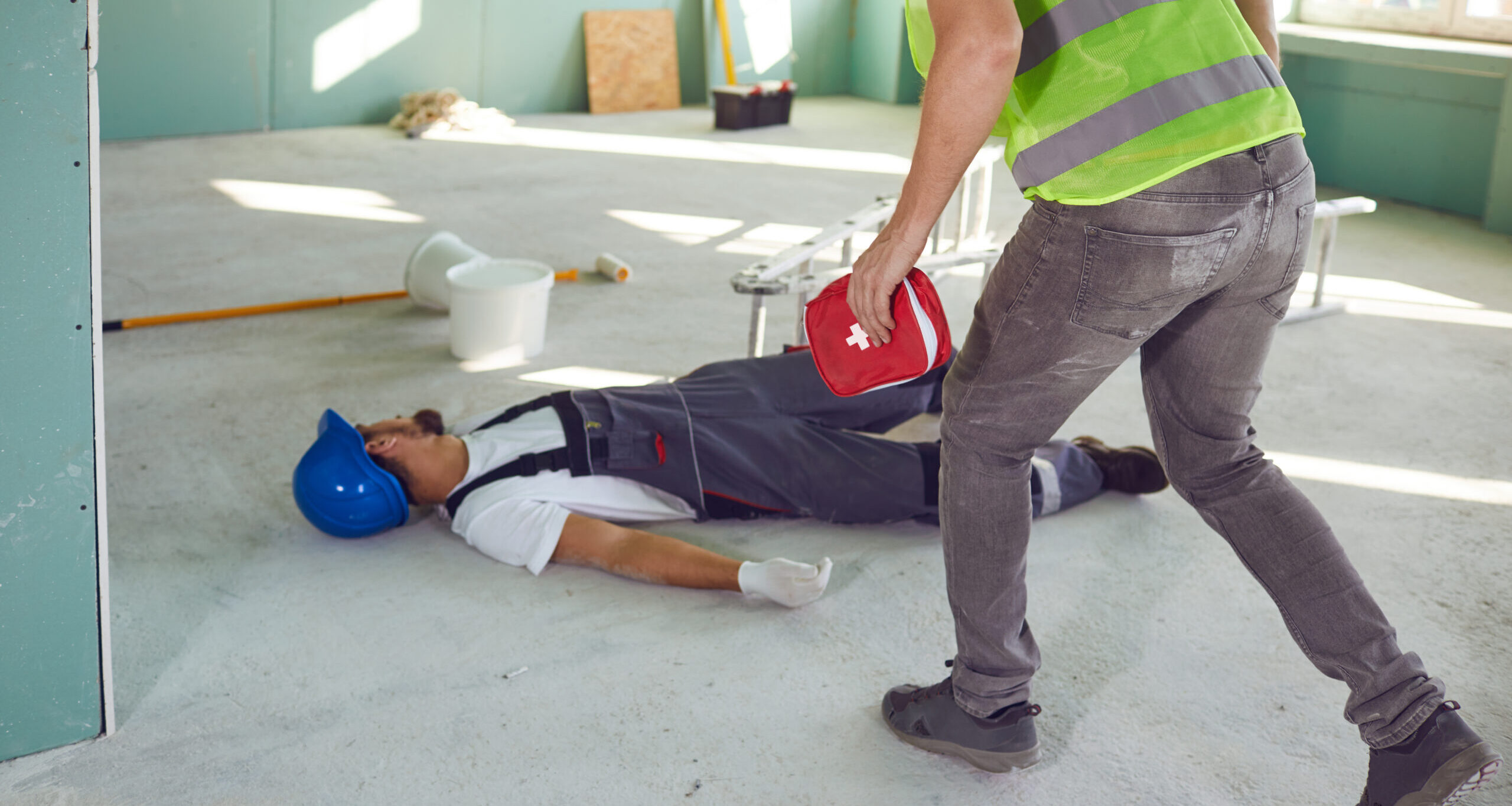 Construction worker accident with a construction worker.