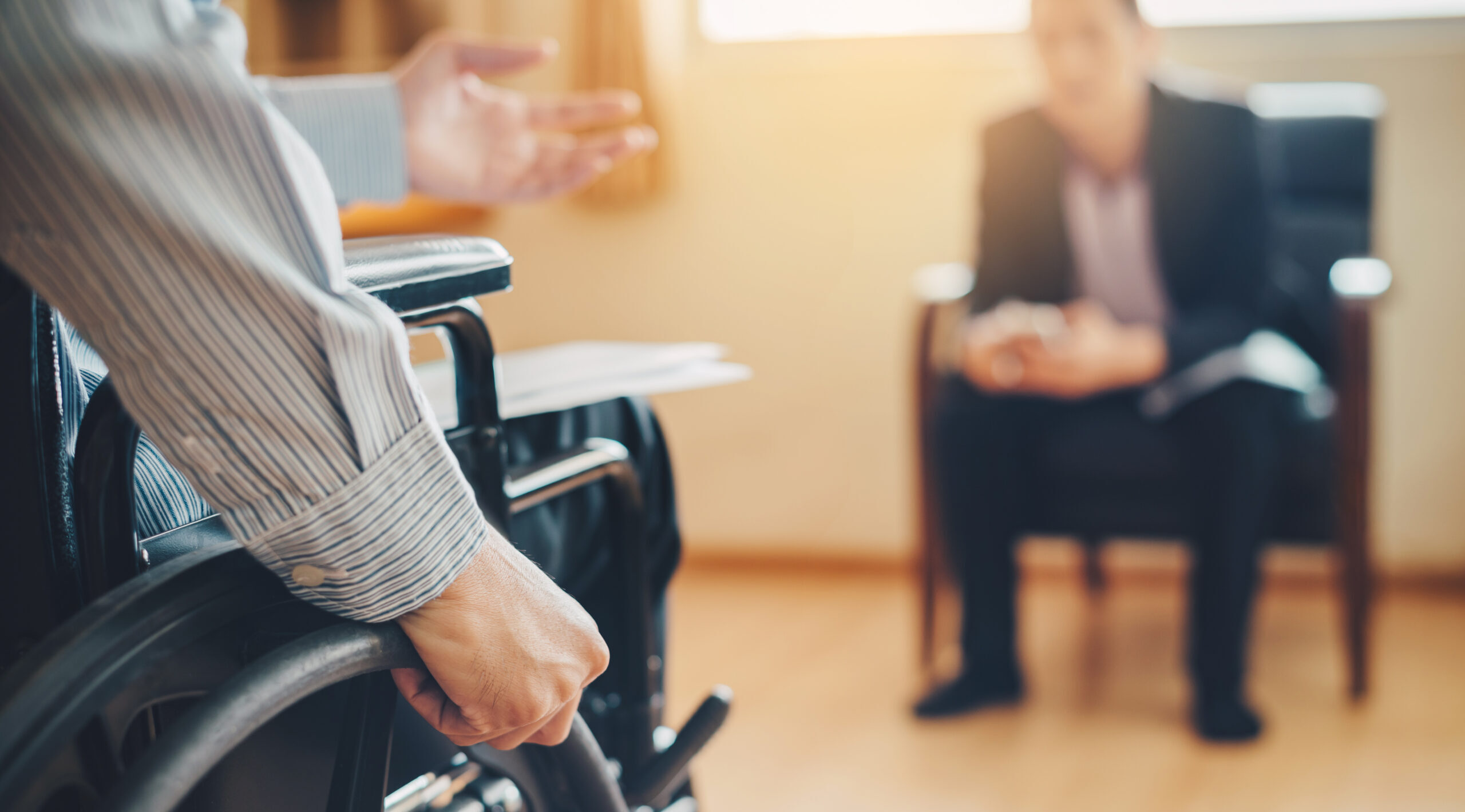 After car accident and rehabilitation, a businessman can return to work again.The company which employing disable people will receive tax deductions benefits.