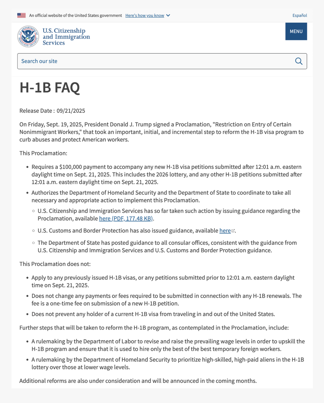 100K H 1B Application fee