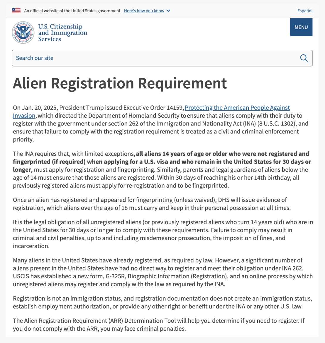 Mandatory Registry for Undocumented Immigrants in 2025