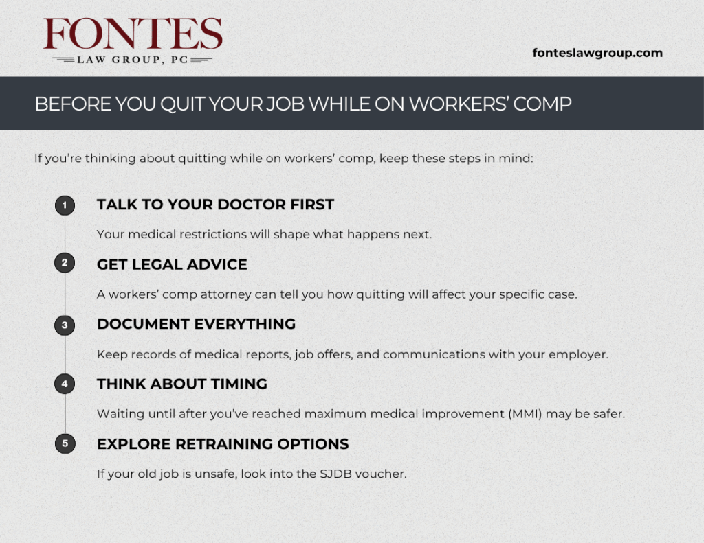 Quitting while on workers comp