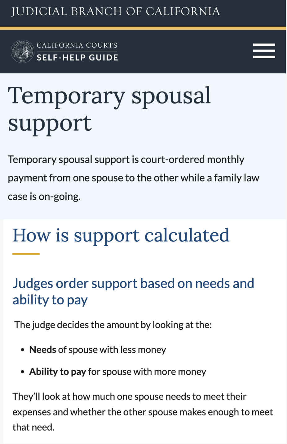 temporary spousal support