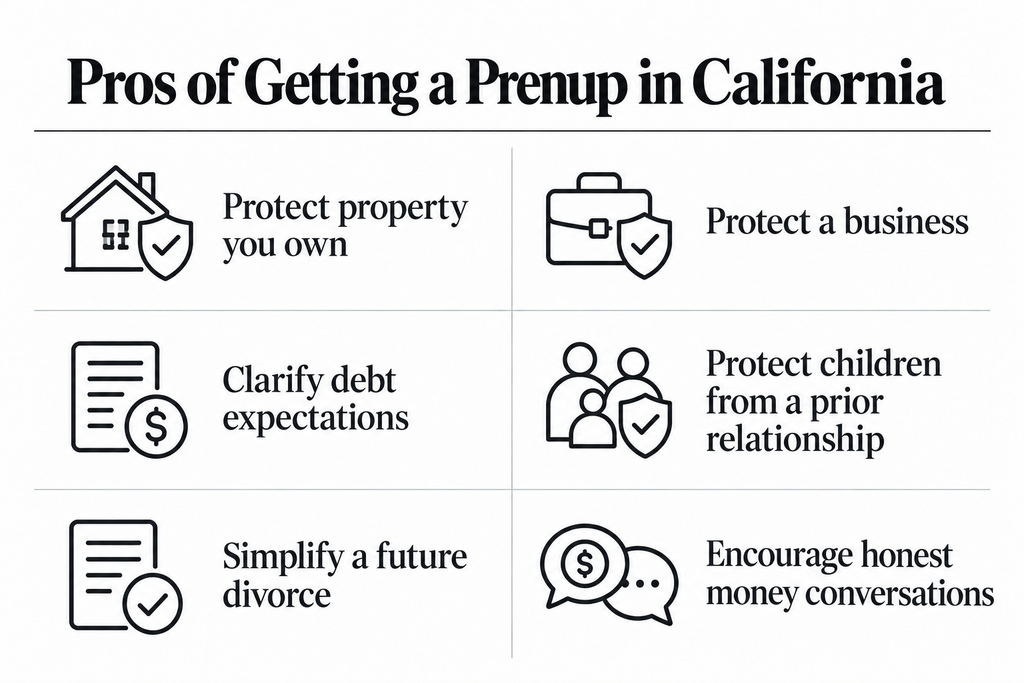 pros of getting a prenup in california