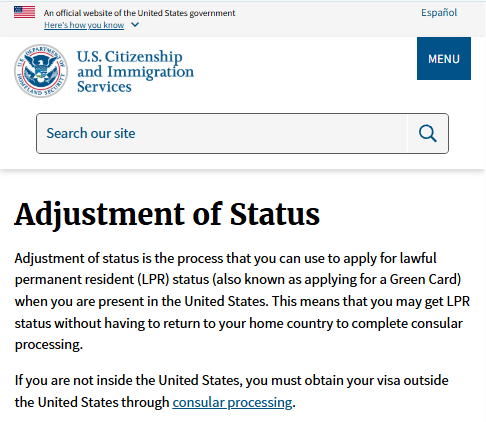 adjustment of status